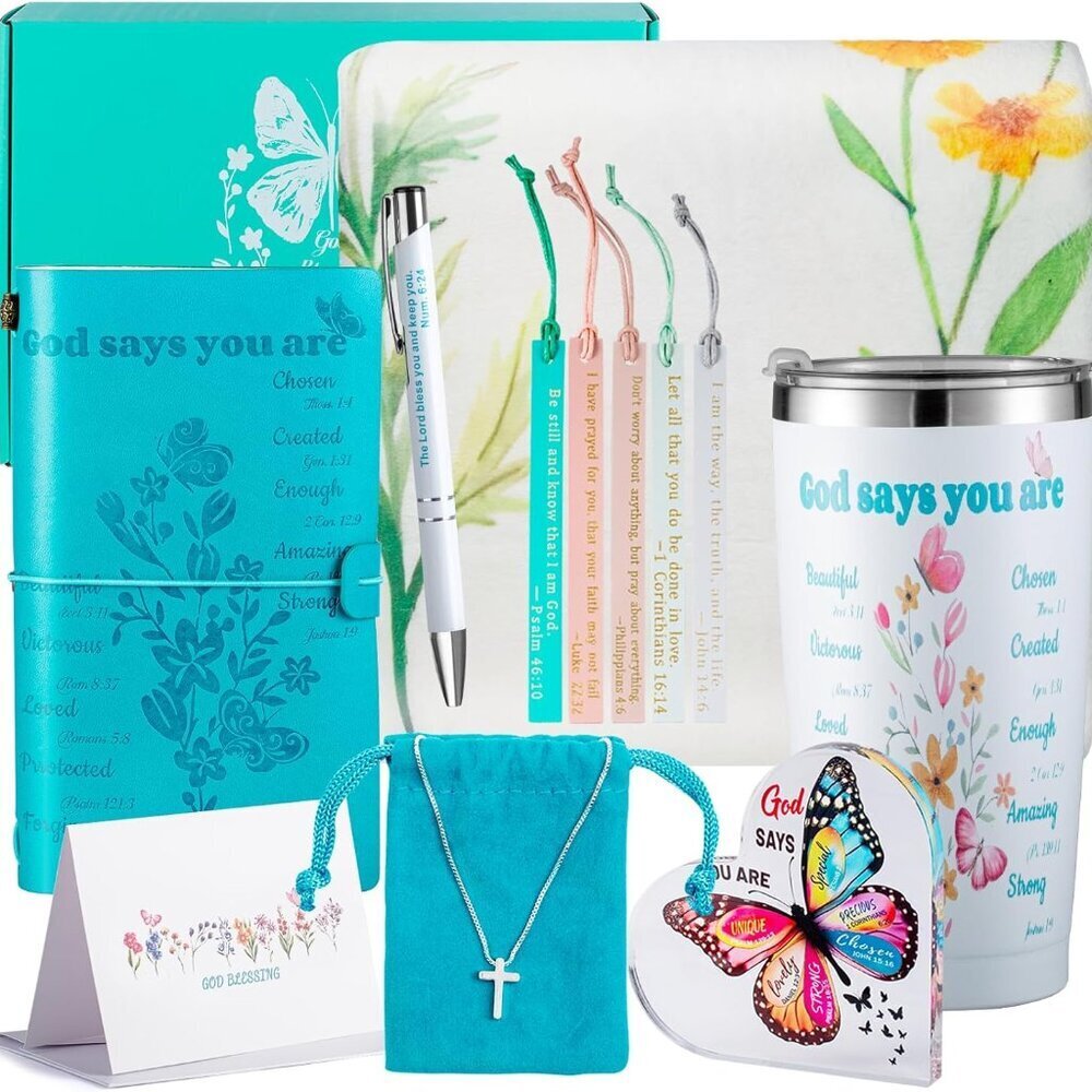 Christian Gift Set for Women Inspirational Religious Gifts with Blanket Tumbler